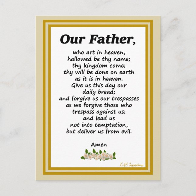 Postale Carte de prière Notre Père Matthieu 6:9-13 (Devant)
