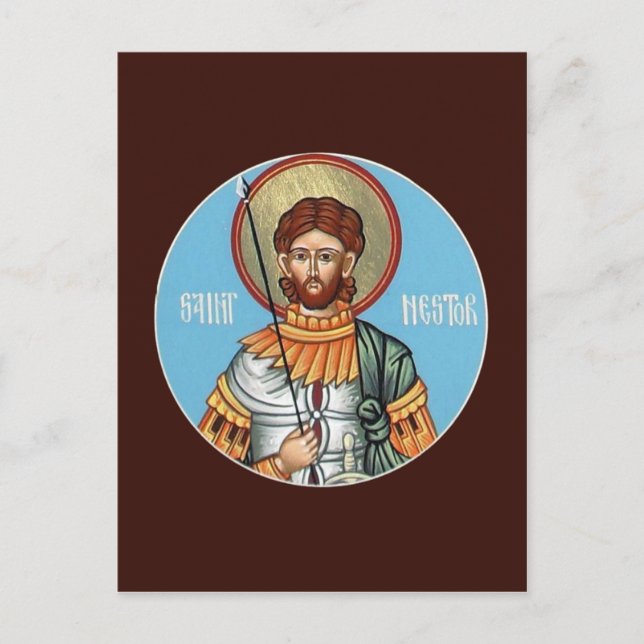 Postale Carte de prière Saint Nestor de Thessolonica (Devant)