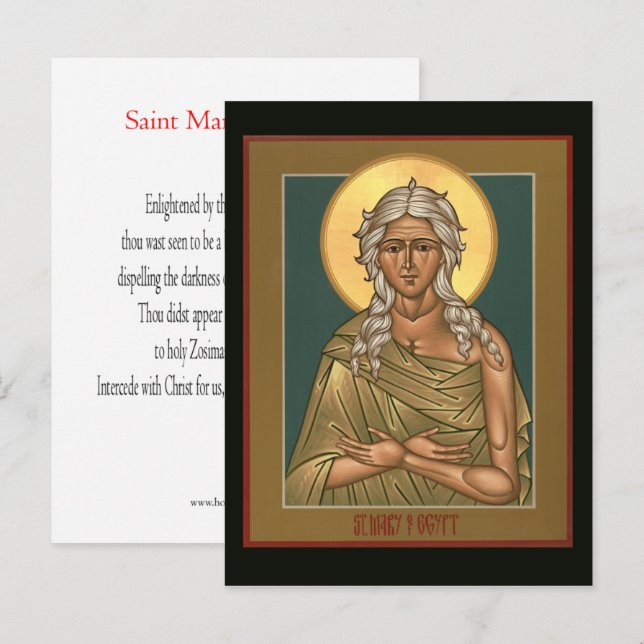 Postale Carte de prière Sainte Marie d'Égypte (Devant / Derrière)