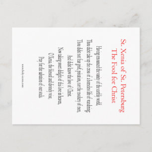 Postale Carte de prière St. Xenia