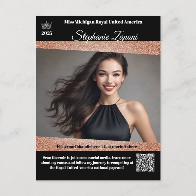 Postale Carte de Promo Autographe de Concours de Beauté |  (Devant)