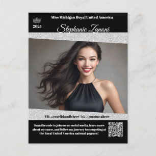 Postale Carte de Promo Autographe de Concours de Beauté