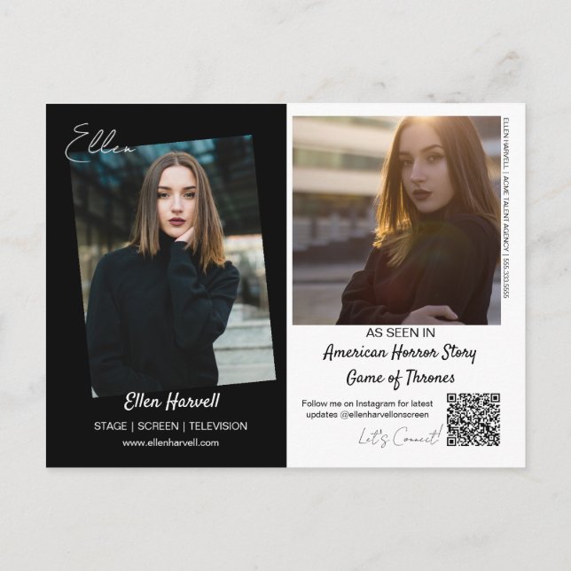 Postale Carte de promo composite de modèle d'acteur 3 Phot (Dos)
