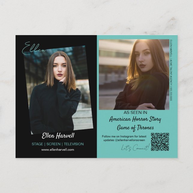 Postale Carte de promo composite modèle d'acteur 3 Photo c (Dos)