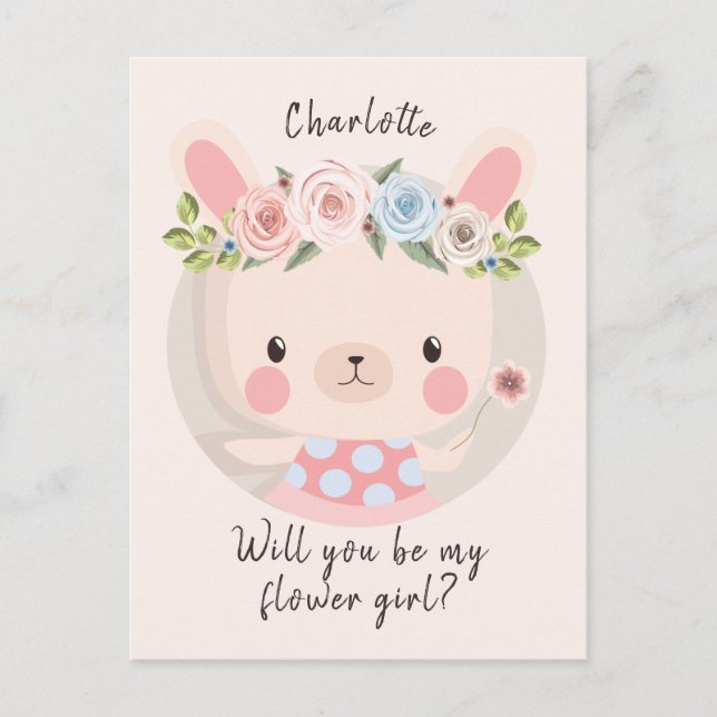 Postale Carte de proposition de fille lapin lapin (Devant)