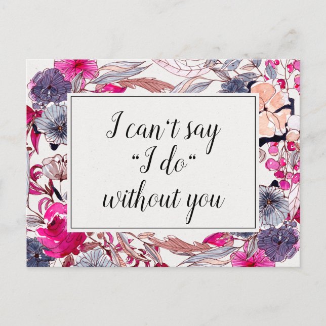 Postale Carte de proposition de Mariage rose Floral (Devant)