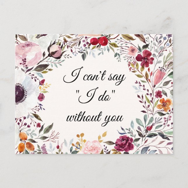 Postale Carte de proposition du Mariage de fleurs d'aquare (Devant)