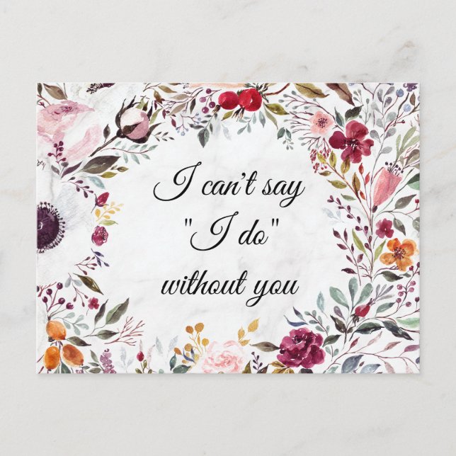 Postale Carte de proposition du Mariage de fleurs de marbr (Devant)