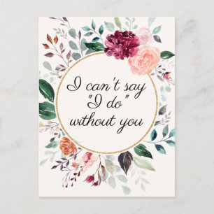 Postale Carte de proposition du Mariage Floral Rustique Br