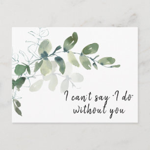 Postale Carte de proposition Elegant Eucalyptus Bridesmaid