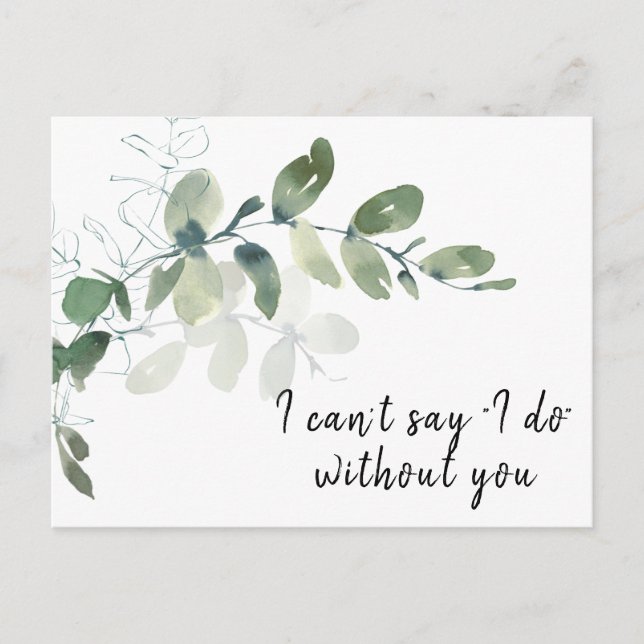Postale Carte de proposition Elegant Eucalyptus Bridesmaid (Devant)