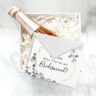 Postale Carte de proposition Eucalyptus Green Bridesmaid