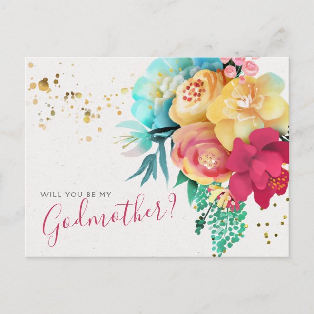 Postale Carte de proposition Godmère Floral Gold Splatter (Devant)