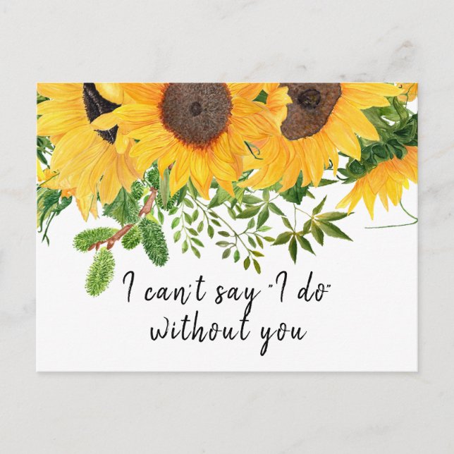 Postale Carte de proposition Russe Boho Sunflower Bridesma (Devant)