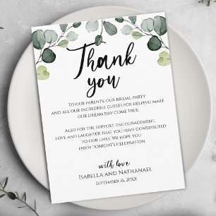 Postale Carte de réception de mariage au eucalyptus