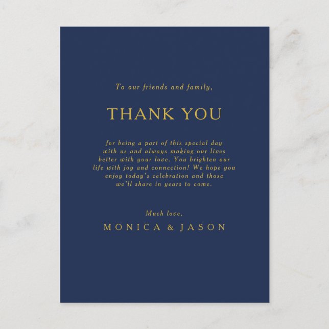 Postale Carte de réception de remerciement Classique Bleu  (Devant)