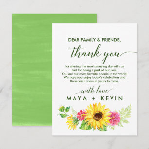 Postale Carte de réception Merci de tournesol d'été