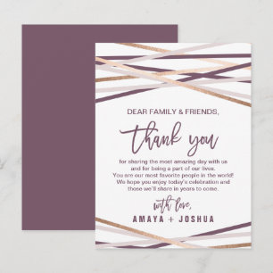 Postale Carte de réception Merci rose Gold Streamers