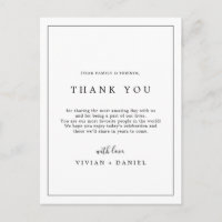 Carte de réception minimaliste en Merci de typogra