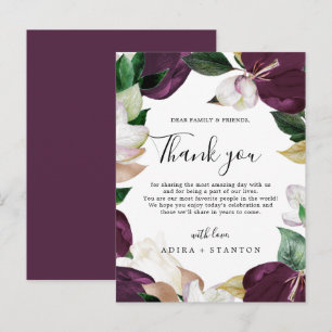 Postale Carte de réception Moody Purple Blooms Merci