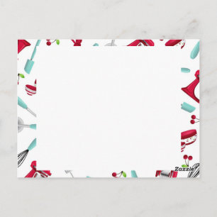 Postale Carte de recette Aqua et Red Kitchen Gadget Recett