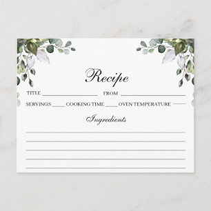 Postale Carte de recette aquarelle Eucalyptus
