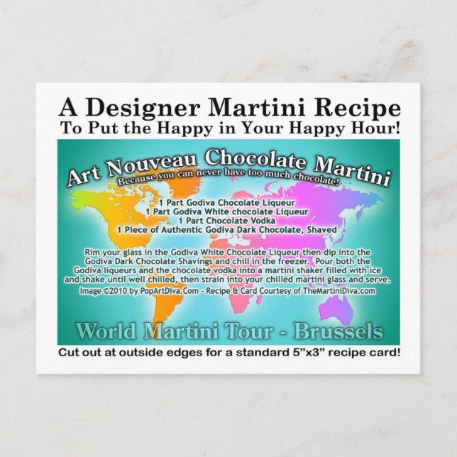 Postale Carte de recette au martini au chocolat Art nouvea (Devant)