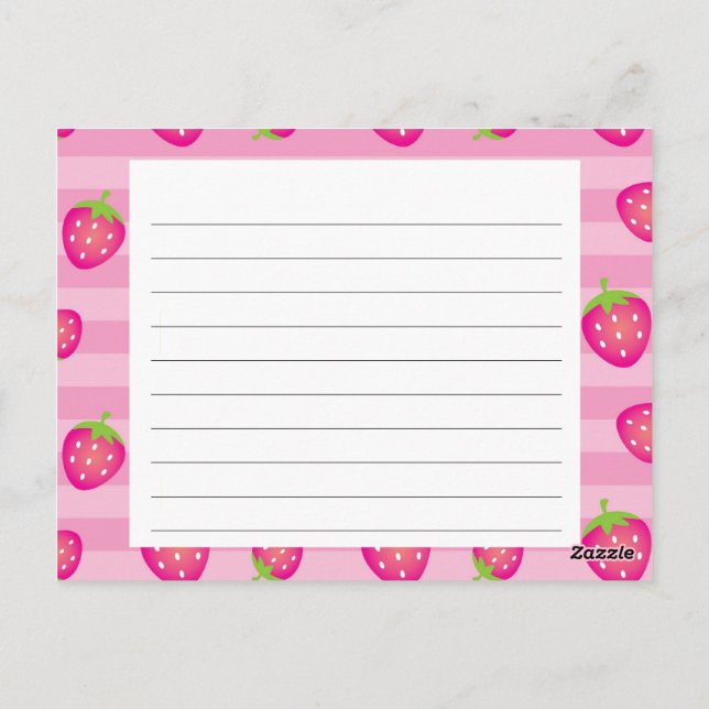 Postale Carte de recette aux fraises roses (Dos)