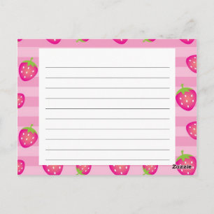 Postale Carte de recette aux fraises roses