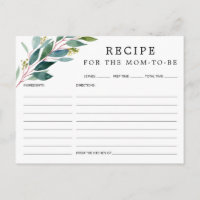 Carte de recette Baby shower vert