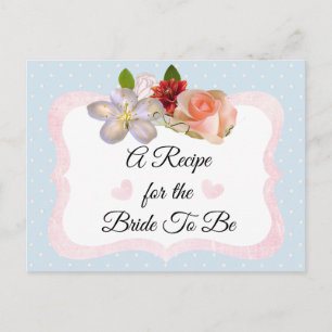 Postale Carte de recette bleue et Rose or rose pâle