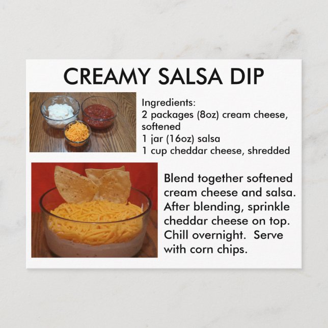 Postale Carte de recette Creamy Salsa Dip (Devant)