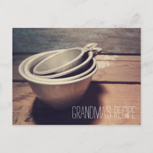 Postale Carte de recette Cups de mesure vintage en alumini