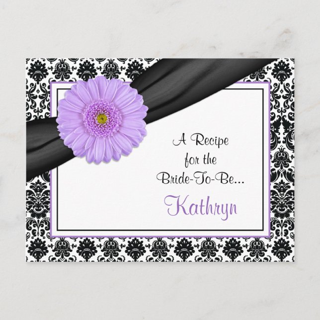 Postale Carte de recette Damask Purple Gerber pour la mari (Devant)