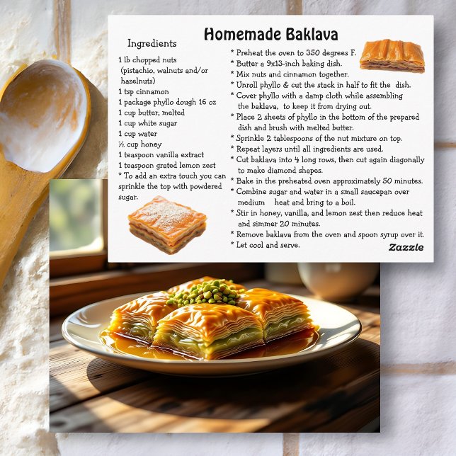Postale Carte de recette de Baklava (Créateur téléchargé)