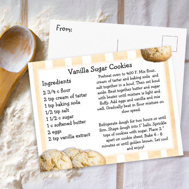 Postale Carte de recette de biscuits au sucre vanillé (Créateur téléchargé)