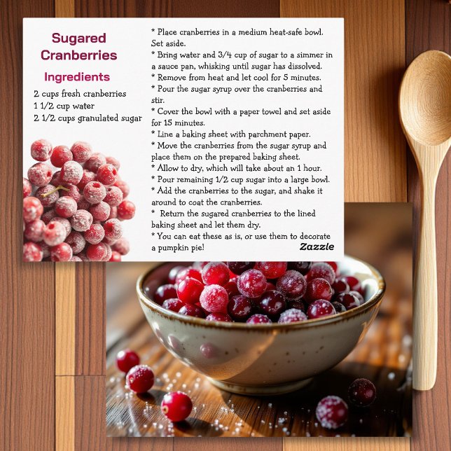 Postale Carte de recette de canneberges sucrées (Créateur téléchargé)