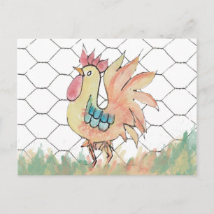 Postale Carte de recette de coq d'aquarelle