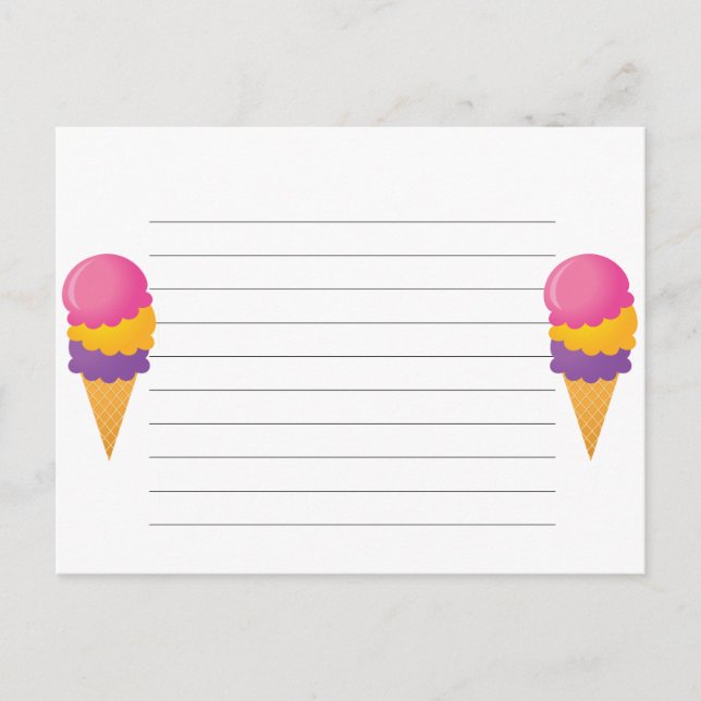 Postale Carte de recette de crème glacée Cone (Devant)