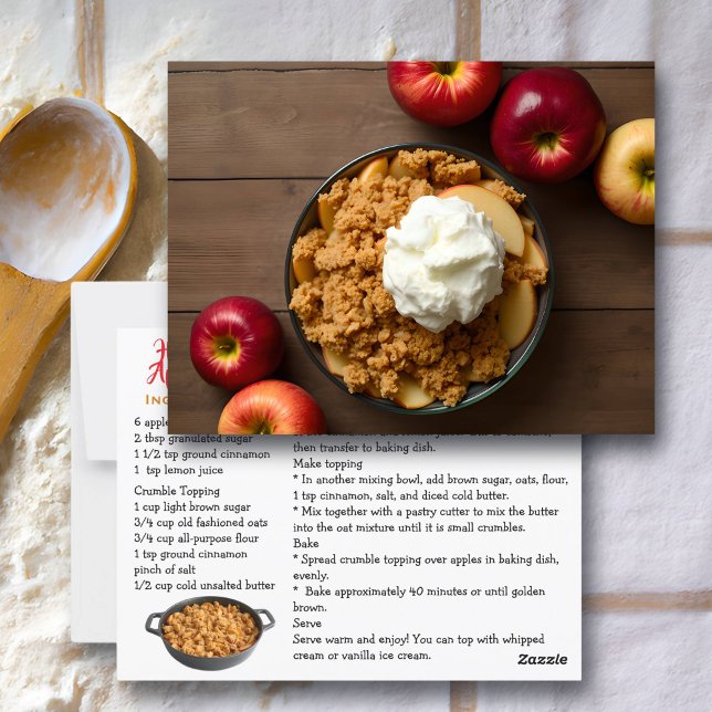 Postale Carte de recette de Crisp de pomme fait maison (Créateur téléchargé)