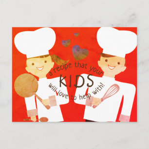 Postale carte de recette de cuisine pour enfants fille gar