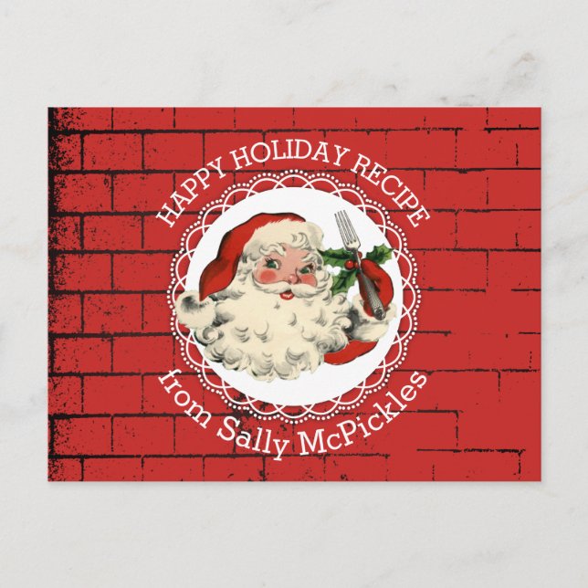 Postale Carte de recette de cuisson à la cuisine père Noël (Devant)