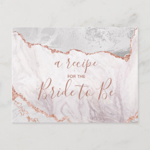 Postale Carte de recette de douche de mariage en agate or