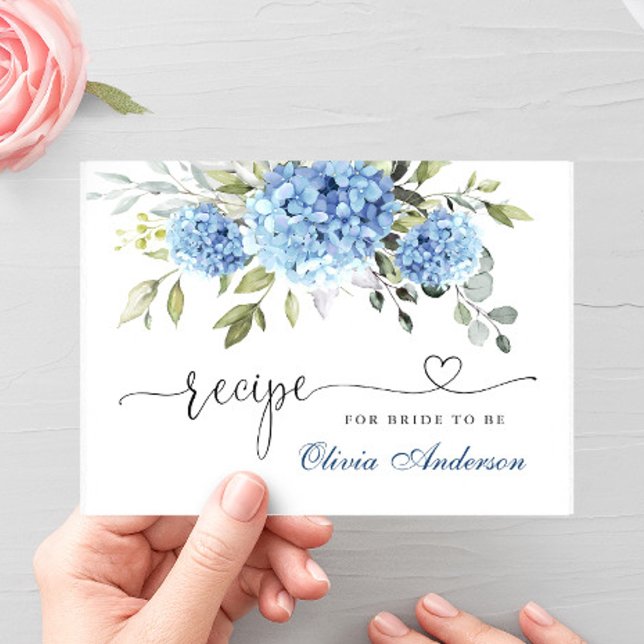 Postale Carte de recette de douche de mariée à l'hortensia (Créateur téléchargé)