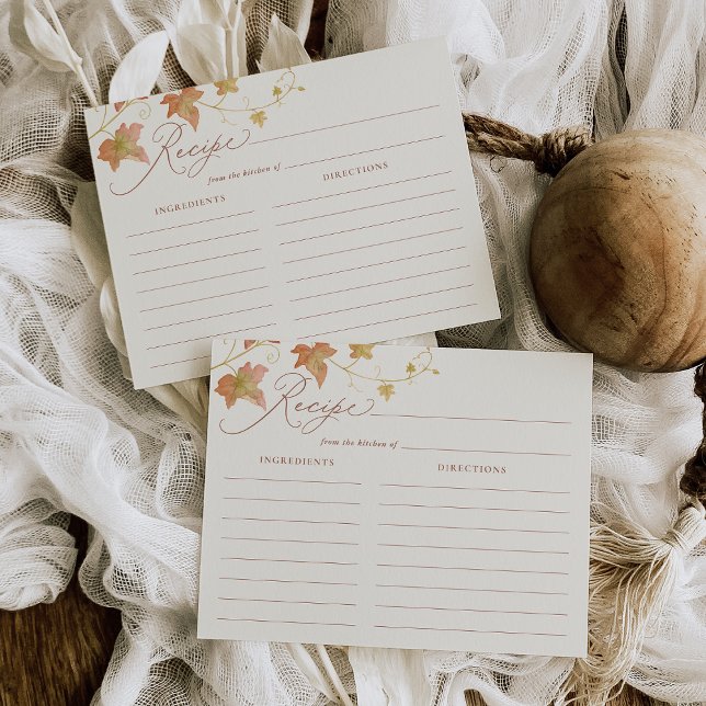 Postale Carte de recette de douche de mariée aux feuilles  (Créateur téléchargé)