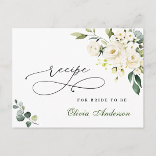 Postale Carte de recette de douche de mariée aux roses bla