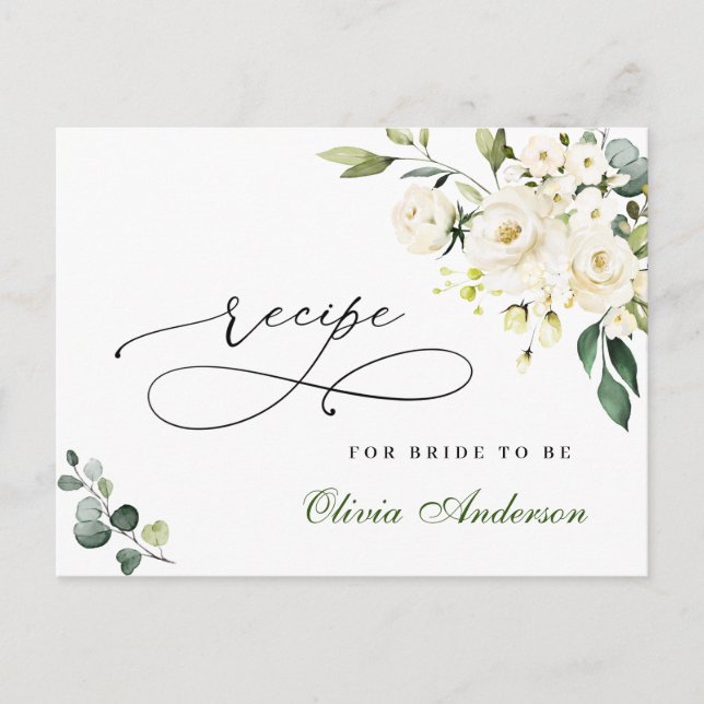 Postale Carte de recette de douche de mariée aux roses bla (Devant)