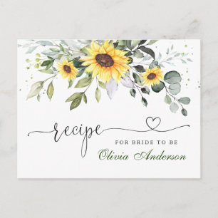 Postale Carte de recette de douche de mariée élégante Euca