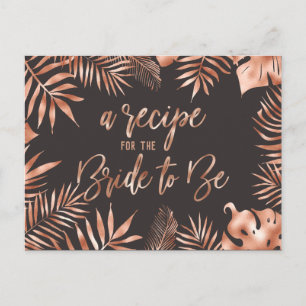 Postale Carte de recette de douche de mariée en feuille tr