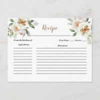 Carte de recette de douche de mariée florale blanc